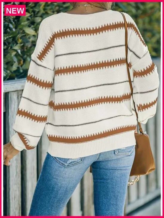 Soft Long Sleeve Crewneck Pullover Sweater, Lightweight Knit Top, Loose Fit - Picture 2 of 7